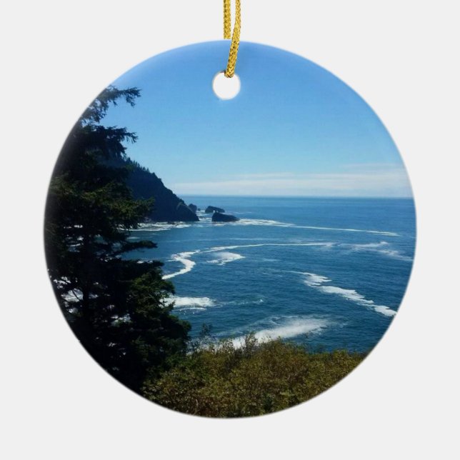 Hart's Cove, Oregon Kusten Julgransprydnad Keramik (Framsidan)