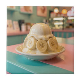 Hartsetsbanan Sundae | Retro Glassbutik Kakelplatta