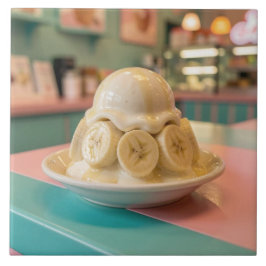 Hartsetsbanana Sundae | Retro Glassbutik Kakelplatta