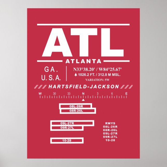Hartsfield–Jackson Atlanta Intl flygplats ATL Poster (Framsidan)