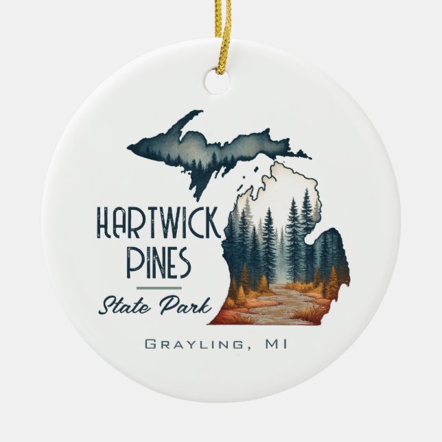 Hartwick Gräs State Park Souvenir Gift Julgransprydnad Keramik (Framsidan)