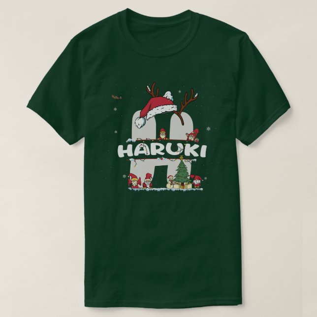 Haruki Christmasw Haruki Namn för roligt Julafton T Shirt (Design framsida)