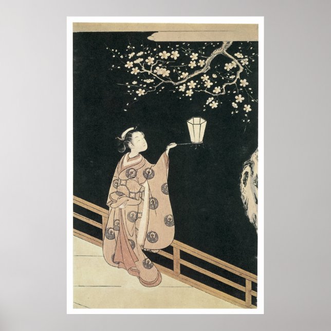 Harunobu Plum Blommar 1760 Art Prints Poster (Framsidan)