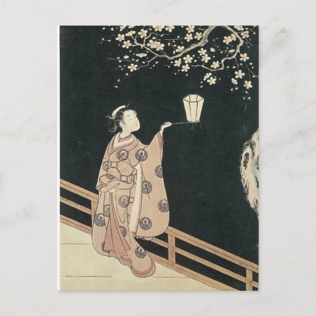 Harunobu Plum Blommar 1760 Art Prints Vykort (Framsida)