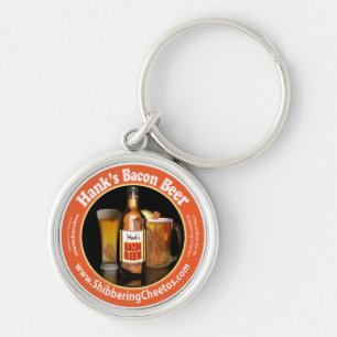 Härva baconöl Keychain Rund Silverfärgad Nyckelring