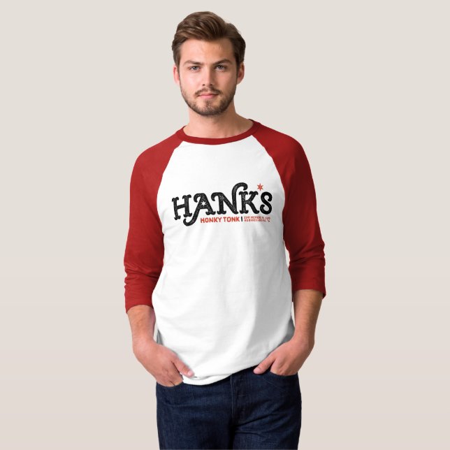 Härva Honky röda Tonk 3/4 (manar) Tee Shirt (Hel framsida)