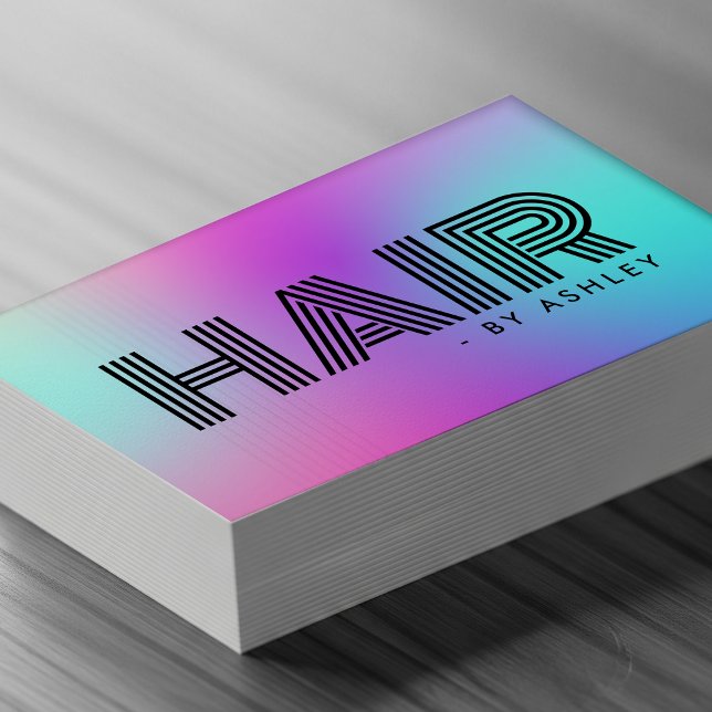Hårvård Modern Neon Rosa & Blue Professionell Visitkort (Hair Care Professional Modern Neon Pink & Blue Business Card
)