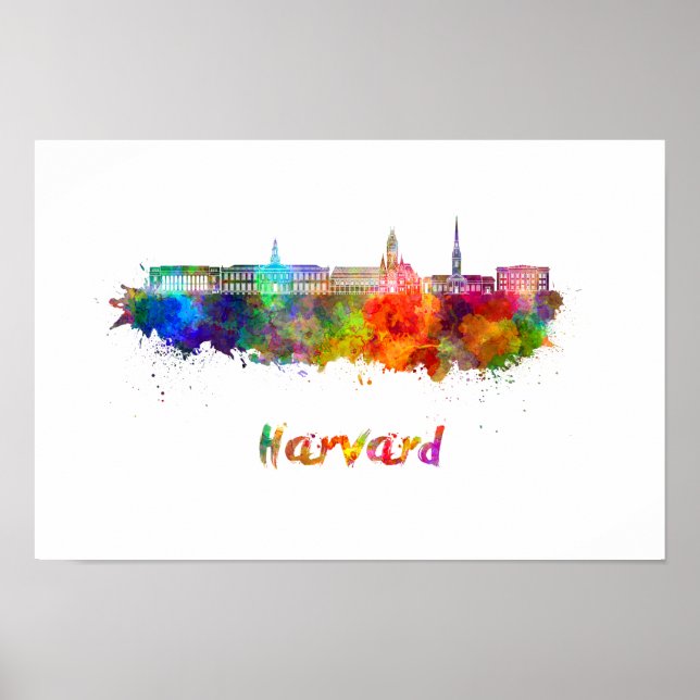 Harvard skyline in watercolor poster (Framsidan)