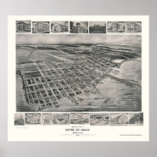 Harve de Hedra, panorama- karta för MD - 1907 Poster