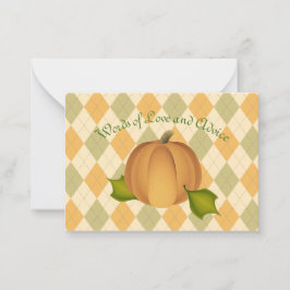 Harves Pumpkin Baby Shower Advice-kort Rådkort