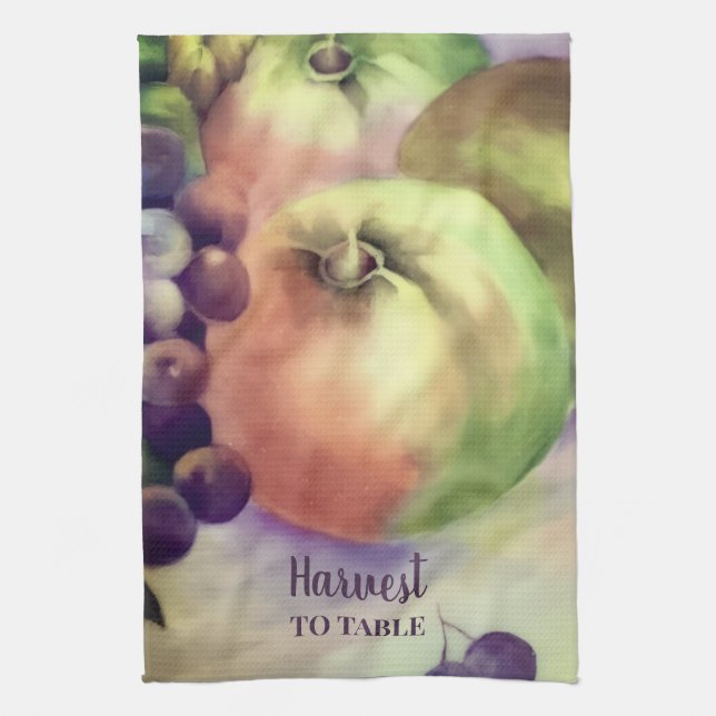 Harvest Apples & Grapes Tea Towel | Orchard Fruit  Kökshandduk (Vertikal)