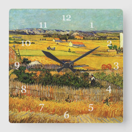 Harvest at La Crau, med Montmajour... Fyrkantig Klocka