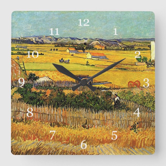 Harvest at La Crau, med Montmajour... Fyrkantig Klocka (Framsida)