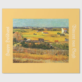Harvest at La Crau, med Montmajour i Backgro Presentpapper