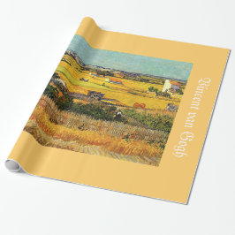 Harvest at La Crau, med Montmajour i Backgro Presentpapper