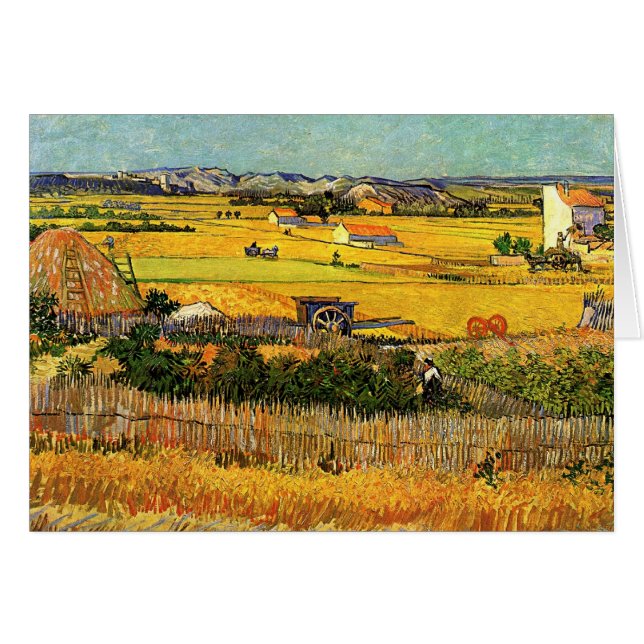 Harvest at La Crau, Montmajour av Vincent van Gogh Hälsningskort (Framsidan Horizontal)
