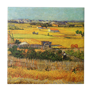 Harvest at La Crau, Montmajour av Vincent van Gogh Kakelplatta