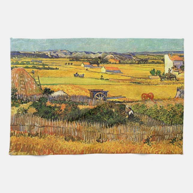 Harvest at La Crau, Montmajour av Vincent van Gogh Kökshandduk (Horisontell)