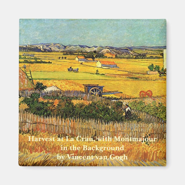 Harvest at La Crau, Montmajour av Vincent van Gogh Magnet (Framsidan)