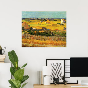 Harvest at La Crau, Montmajour av Vincent van Gogh Poster