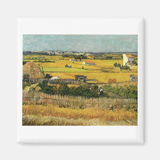 Harvest at La Crau, Vincent Van Gogh Magnet (Framsidan)