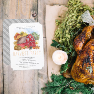 Harvest Barn Thanksgiving Dinner Party Inbjudningar