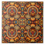 Harvest Blessing Tiles Kakelplatta<br><div class="desc">Adorn Mamma kök med AI-konstruerade mandala-plattor med gourder,  ekar löv och sanskrit "tacksamhet" motiv. Perfekt för bakgrundsutslag eller som uttryckspåminnelser om tacksamhet.</div>