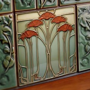 Harvest Crescendo Art nouveau Ceramic Tile Kakelplatta