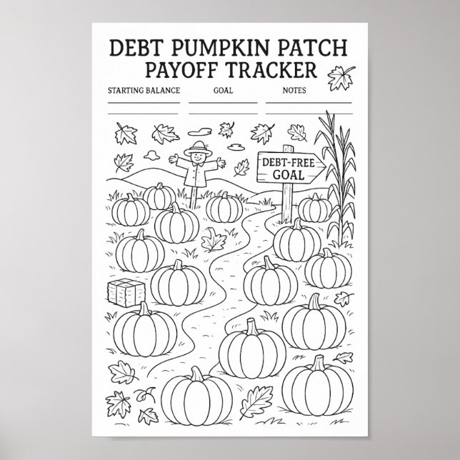 Harvest Debt Pumpkin Patch Payoff Tracker Poster (Framsidan)