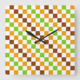 Harvest diagonal checkerboard pattern fyrkantig klocka
