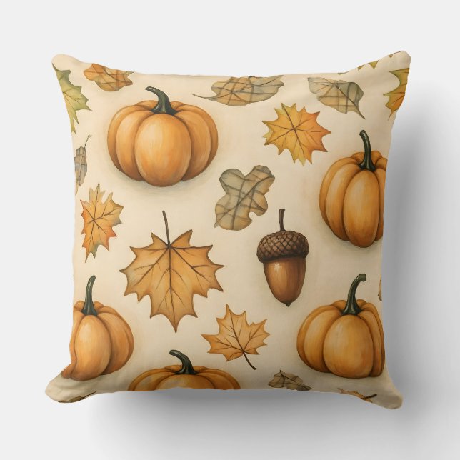 Harvest Doodle Delight | Cute Höstpil Mönster Kudde (Framsida)