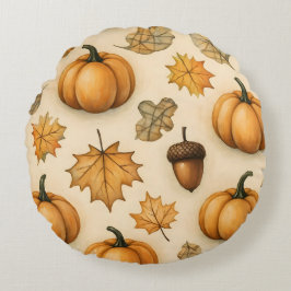 Harvest Doodle Delight | Cute Höstpil Mönster Rund Kudde
