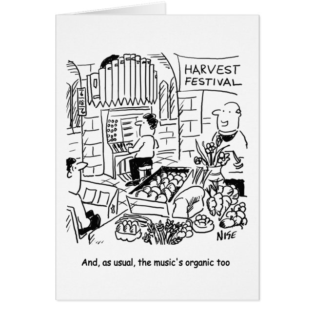 Harvest Festival Church Service med Church Organ Hälsningskort (Framsidan)