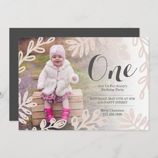 Harvest Flowers Birthday Inbjudan (Fram/baksida)