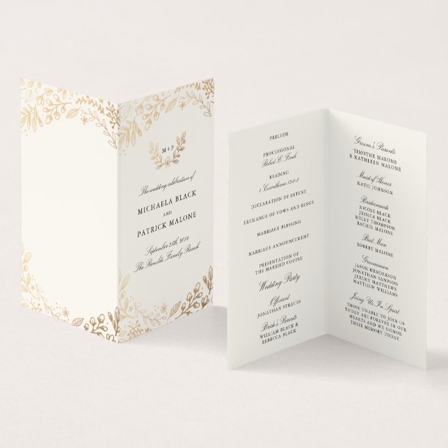 Harvest Flowers Mini Bröllopsprogram Kort (In- och utsida)