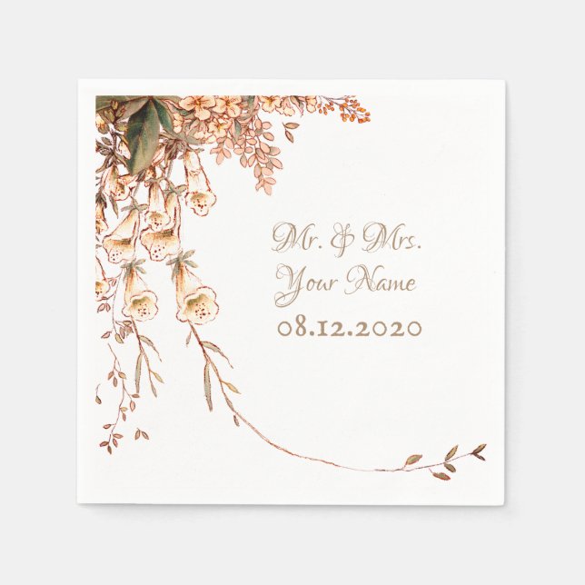 Harvest Garland Script Elegant Fall Wedding Pappersservett (Framsidan)