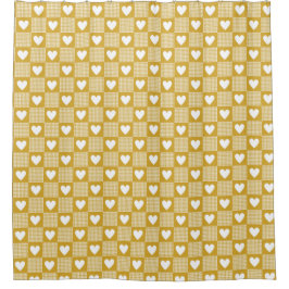 Harvest Gold Gingham Heart Patch Plaid