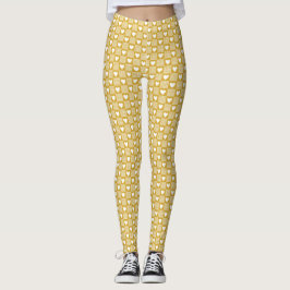 Harvest Gold Gingham Heart Patch Plaid Leggings