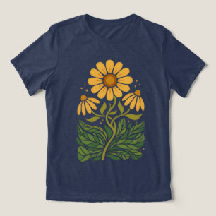 Harvest Gold Retro Botanical Tri‑Blend Dam T‑Shirt T Shirt