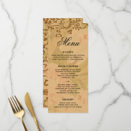 Harvest Guld Boho och Guld Löv Bröllop Menu Meny