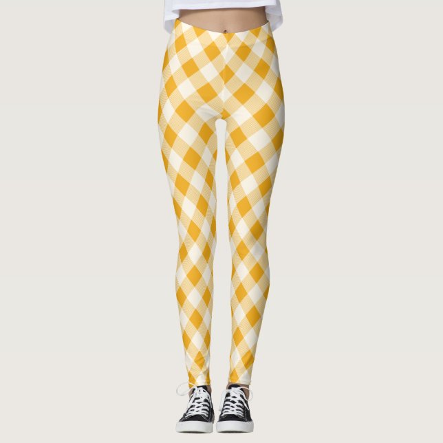 Harvest Guld Gingham Leggings (Framsida)