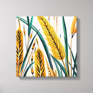 Harvest Harmony: A Wheat Mönster på en vit kanvas