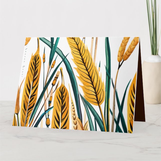 Harvest Harmony: A Wheat Mönster på en vit kanvas Kort (Framsida)