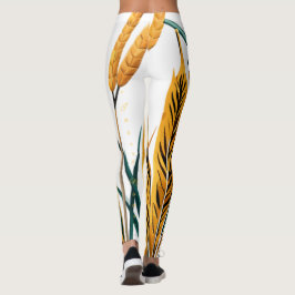 Harvest Harmony: A Wheat Mönster på en vit kanvas Leggings