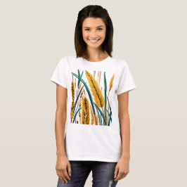 Harvest Harmony: A Wheat Mönster på en vit kanvas T Shirt