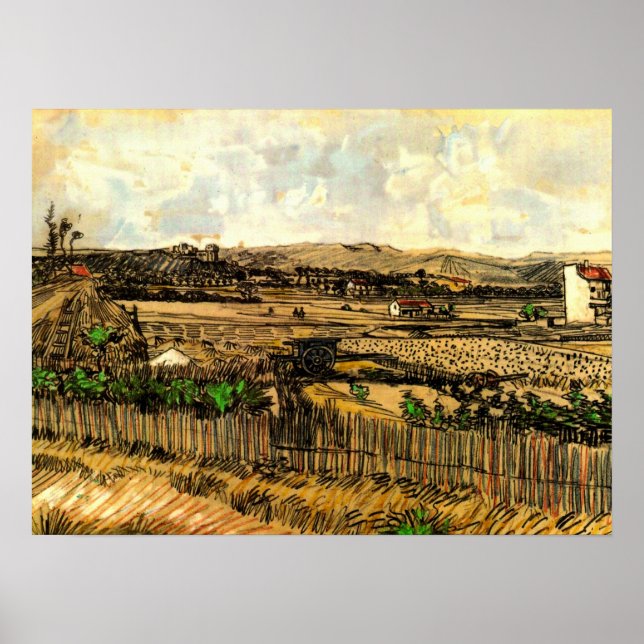 Harvest in Provence Montmajour av Vincent van Gogh Poster (Framsidan)