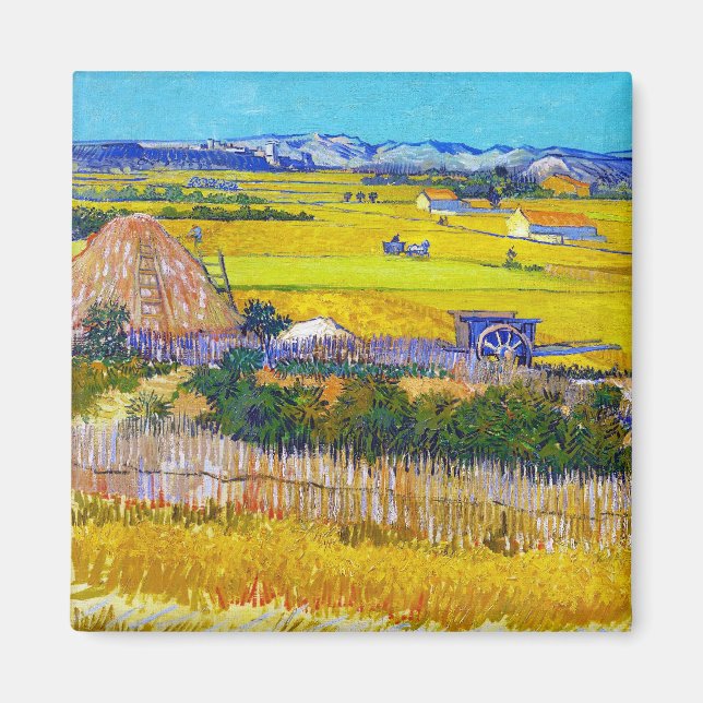Harvest Ligcape med Blue Cart Vincent Van Gogh Magnet (Framsidan)