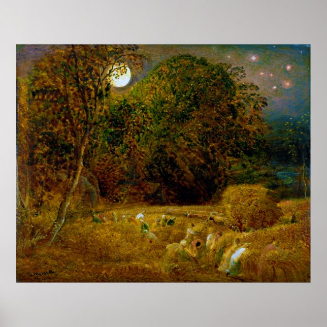 Harvest Måne av Samuel Palmer (1833) Poster (Framsidan)