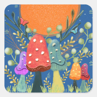 Harvest Måne svampar Fyrkantigt Klistermärke