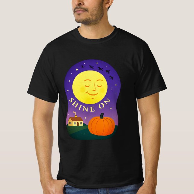 Harvest Måne Thanksgiving Shirt | Smilande Helgdag T Shirt (Framsida)